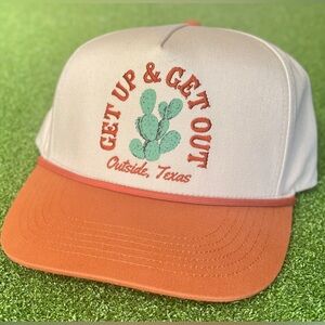 Outside Texas Desert Cactus A-Frame Snapback Hat White Orange | One Size